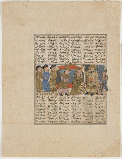 Sudaba erhebt Anschuldigungen gegen Siyavush, aus einem Shahnama (Buch der Könige) von Firdawsi (gest. 1020) von Persian School