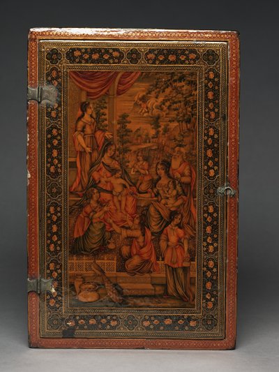 Werkzeugkasten, der die Heilige Familie darstellt, ca. 1830 (Mischtechnik) von Persian School