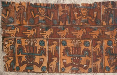 Stoff mit Göttern und Vögeln, Tiahuanaco-Kultur von Peruvian School