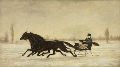 David Marsh in einem Pferdeschlitten in einer Winterlandschaft, 1880 von Peter B. West