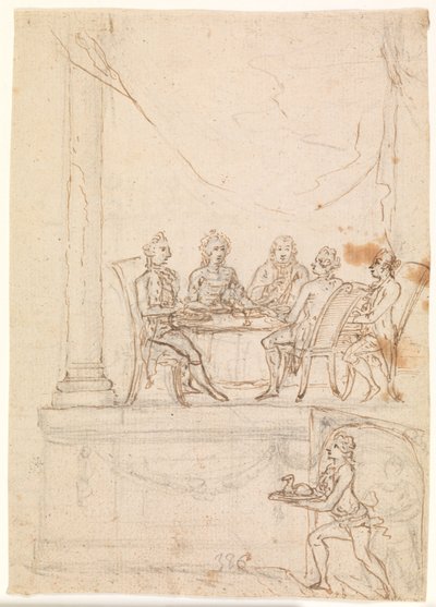 Die königliche Familie bei einem Bankett im Hirschholm Schloss am 29. September 1771 von Peter Cramer