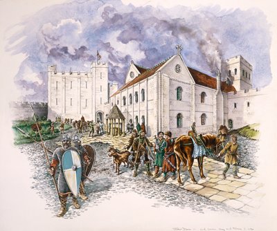 Burg und Palast, Old Sarum, Wiltshire, ca. 1130, 1994 von Peter Dunn