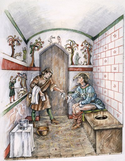 Mittelalterliche Latrine, ca. 1350, ca. 1990-2010 von Peter Dunn