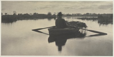 Heimrudern des Schoof-Stoffs aus Leben und Landschaft auf den Norfolk Broads, 1886, Platte XXI von Peter Henry Emerson