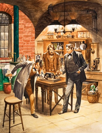 Edison demonstriert das erste Phonograph in seinem Labor von Peter Jackson