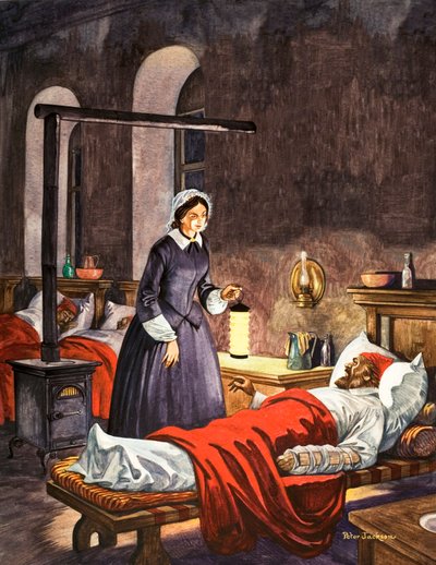 Florence Nightingale. Die Dame mit der Lampe, besucht die kranken Soldaten im Krankenhaus von Peter Jackson