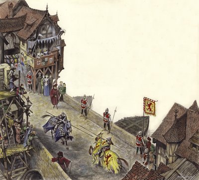 Turnier auf der Alten London Bridge am 23. April 1390 von Peter Jackson
