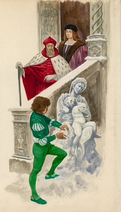 Michelangelo als Junge, der eine Statue aus Schnee schnitzt von Peter Jackson