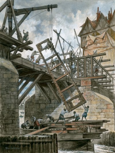 Nonesuch House wird auf der alten London Bridge errichtet von Peter Jackson