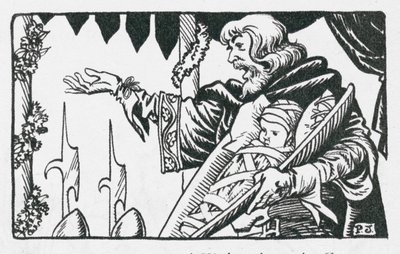Der erste Prinz von Wales, geboren in der Burg Caernarvon, wird von König Edward I. dem walisischen Volk vorgestellt von Peter Jackson