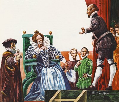 William Shakespeare präsentiert eines seiner Stücke Königin Elizabeth I. von Peter Jackson