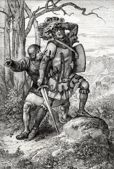 Herzog Leopold I. von Österreich, Herr von Habsburg, wird von einem seiner Gefährten in der Schlacht von Morgarten am 15. November 1315 gegen die Schweizer Eidgenossen gerettet von Peter Johann Nepomuck Geiger