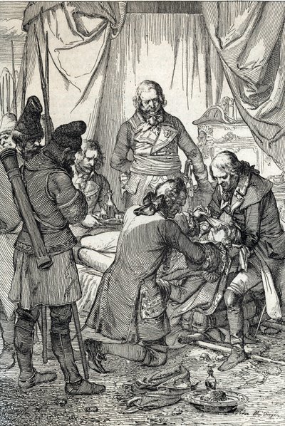 Kościuszko-Aufstand: Der polnische Held Tadeusz Kościuszko (1746-1817) wird in der Schlacht von Maciejowice gegen die Russen verwundet von Peter Johann Nepomuck Geiger
