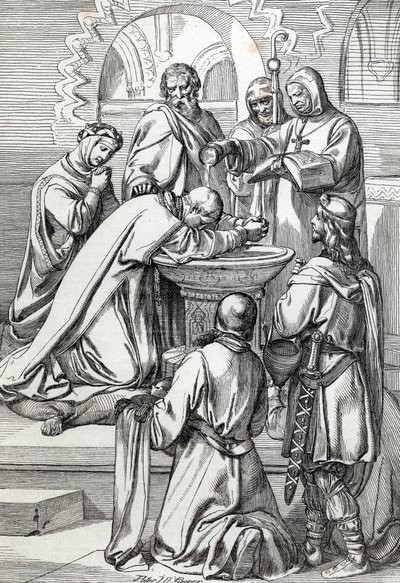 Darstellung des heiligen Augustinus von Canterbury, gesandt nach England von Papst Gregor dem Großen im Jahr 596, um die Angelsachsen zu bekehren von Peter Johann Nepomuck Geiger