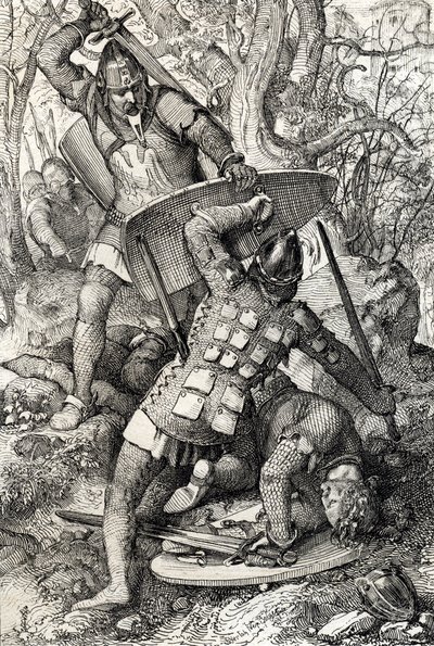Der Tod von Ernst II. von Schwaben (1010-1030) in einer Schlacht gegen den Bischof von Konstanz, Deutschland (Der Tod von Ernst II., Herzog von Schwaben in Konstanz, Deutschland von Peter Johann Nepomuck Geiger
