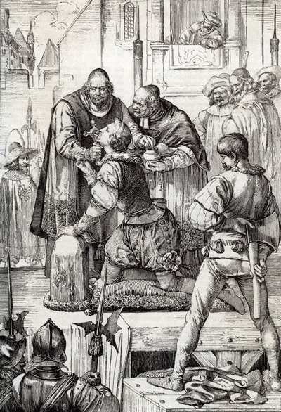 Krieg der Neunzig Jahre (oder Aufstand der Niederlande) (1568-1648): die Enthauptung von Lamoral, Graf von Egmont, Prinz von Gavre (1522-1568), niederländischer Politiker - Er wurde im Rahmen des Rates der Unruhen (oder Blutrat) verurteilt von Peter Johann Nepomuck Geiger