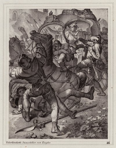 Angriff auf das Gefolge von Kaiserin Eleonore von Peter Johann Nepomuk Geiger