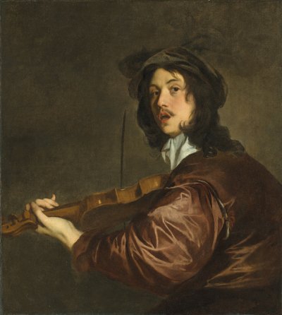 Ein Mann, der Geige spielt, möglicherweise ein Porträt des Künstlers von Peter Lely
