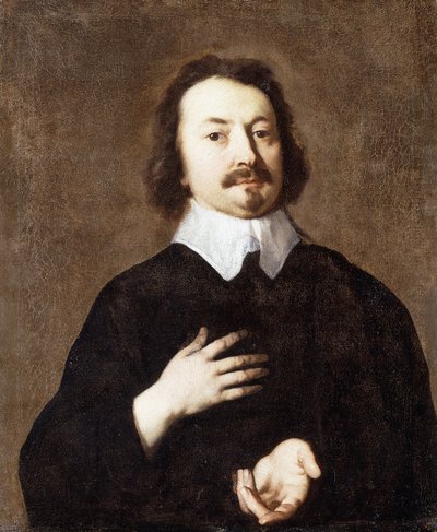 Porträt eines Gentlemans, Halbfigur, in Schwarz mit weißem Kragen von Peter Lely