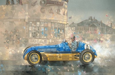 Blauer und gelber Maserati von Bira von Peter Miller