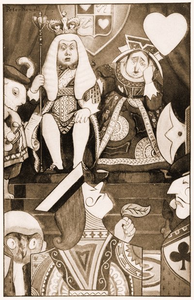 Der König und die Königin der Herzen saßen auf ihrem Thron (Illustration aus 