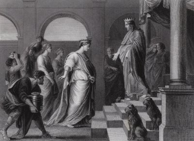Salomo und die Königin von Saba (Gravur) von Peter Paul (after) Rubens