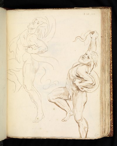 Zwei Studien des Laokoon, eine mit in Draperie verwandelten Schlangen von Peter Paul (after) Rubens