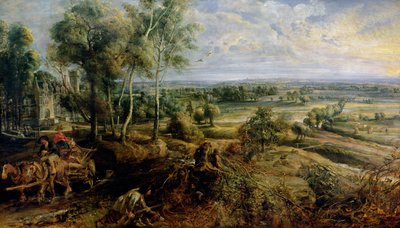 Eine Herbstlandschaft mit Blick auf Het Steen am frühen Morgen, ca. 1636 von Peter Paul Rubens