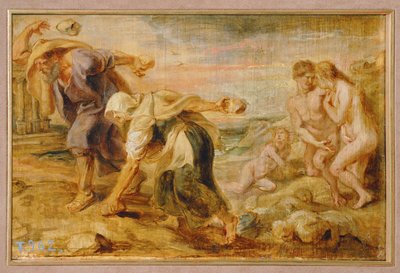 Deukalion und Pyrrha, Schöpfer der Menschheit nach der ersten Flut von Peter Paul Rubens