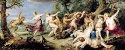 Diana und ihre Nymphen von Faunen überrascht von Peter Paul Rubens