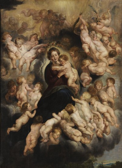 Maria mit Kind im Engelskranz von Peter Paul Rubens