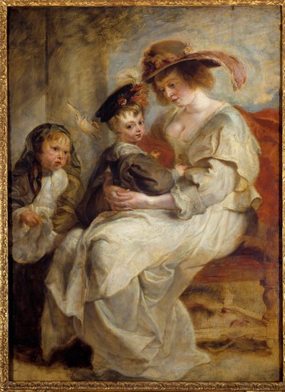 Porträt von Helene Fourment (1614-1673), der zweiten Frau des Malers mit den beiden Kindern des Paares. Gemälde von Pierre Paul Rubens (1634) von Peter Paul Rubens