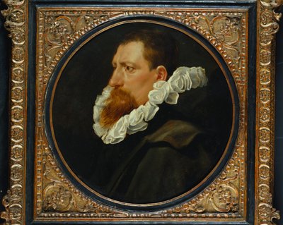 Porträt eines Gentlemans, kleine Büste, mit weißem Kragen und grauem Umhang von Peter Paul Rubens