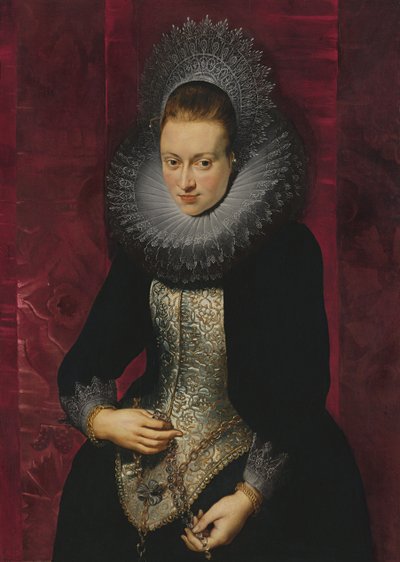 Porträt einer jungen Frau mit einem Rosenkranz von Peter Paul Rubens