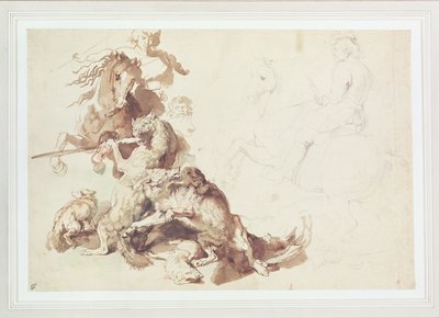 Skizze für eine Wolfsjagd von Peter Paul Rubens