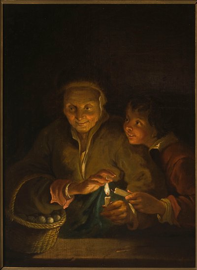 Alte Frau und Junge mit Kerze von Peter Paul Rubens