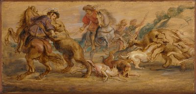 Studie für Die Bärenjagd für den Alcázar, Madrid, ca. 1639 von Peter Paul Rubens