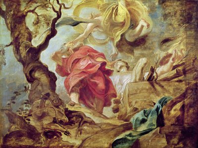 Das Opfer Isaaks, Skizze für einen Abschnitt der Decke in der Jesuitenkirche, Antwerpen, 1620-21 von Peter Paul Rubens
