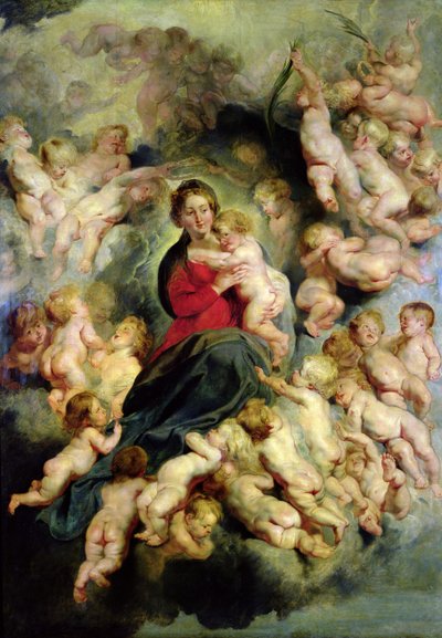 Die Jungfrau und das Kind umgeben von den Heiligen Unschuldigen oder, Die Jungfrau mit Engeln, 1618 von Peter Paul Rubens