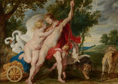 Venus versucht Adonis von der Jagd abzuhalten, ca. 1600-1700 von Peter Paul Rubens