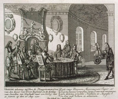 Abschluss des Friedensvertrags von Nystad am 20. August 1721 von Peter Schenk the Younger