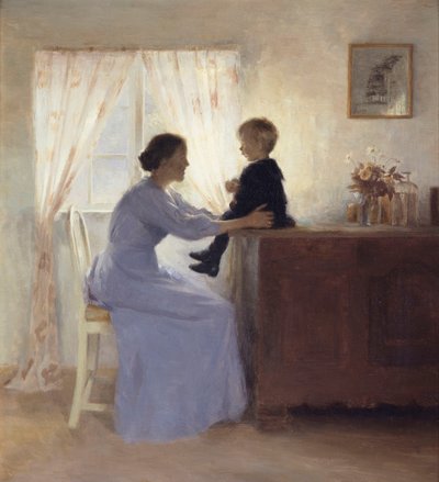 Eine Mutter und Kind im Innenraum von Peter Vilhelm Ilsted