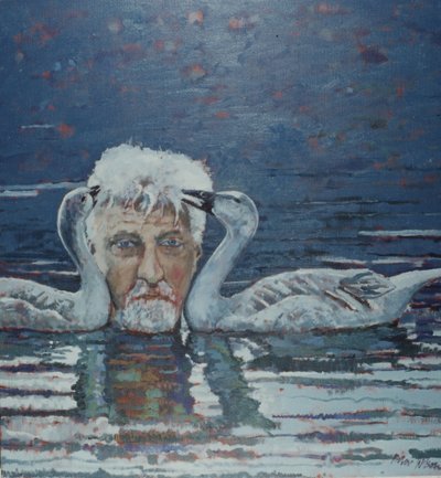 Konrad Lorenz mit Gänseküken, 2000 von Peter Wilson
