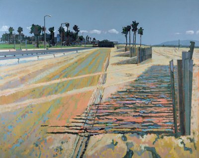 Zaun am Strand, Santa Monica, USA von Peter Wilson