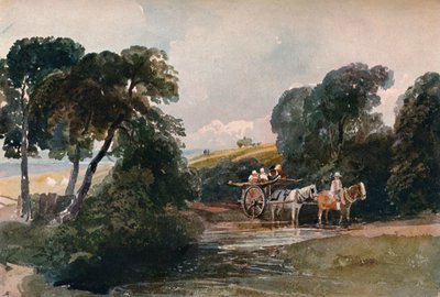 Heuwagen überquert einen Bach, um 1824 von Peter de Wint