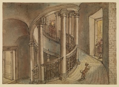 Belvedere-Treppe, von Bramantes Scala di Chiocciola, im Cortile di San Damaso, Vatikan von Peter van Lint