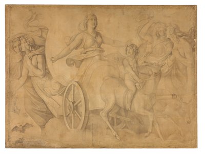 Der Abend (Der Wagen der Artemis). Karton zu den Deckenbildern der Münchner Glyptothek von Peter von Cornelius