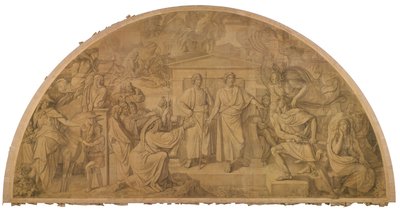 Der Zorn des Achill, Bogenfeld. Karton zu den Deckenbildern der Münchner Glyptothek von Peter von Cornelius
