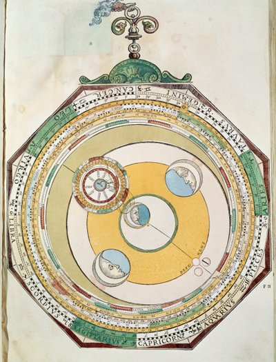 Tabelle der Mondbewegungen in Bezug zur Sonne, aus Astronomicum Caesareum von Petrus Apianus
