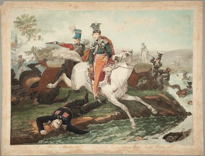 Józef Fürst Poniatowski stirbt beim Überqueren der Elster am 19. Oktober 1813 von Philibert-Louis Debucourt